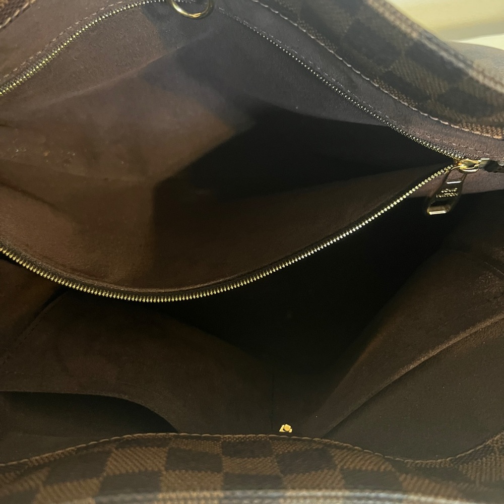 Louis Vuitton Brown Damier Ebene Canvas Tote with Gold Hardware - Picture 12 of 13